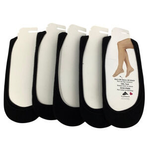 PEDS Black 5-Pack Microfiber Gel Tab & Cushion Pad No-Show Liner Socks H8-12